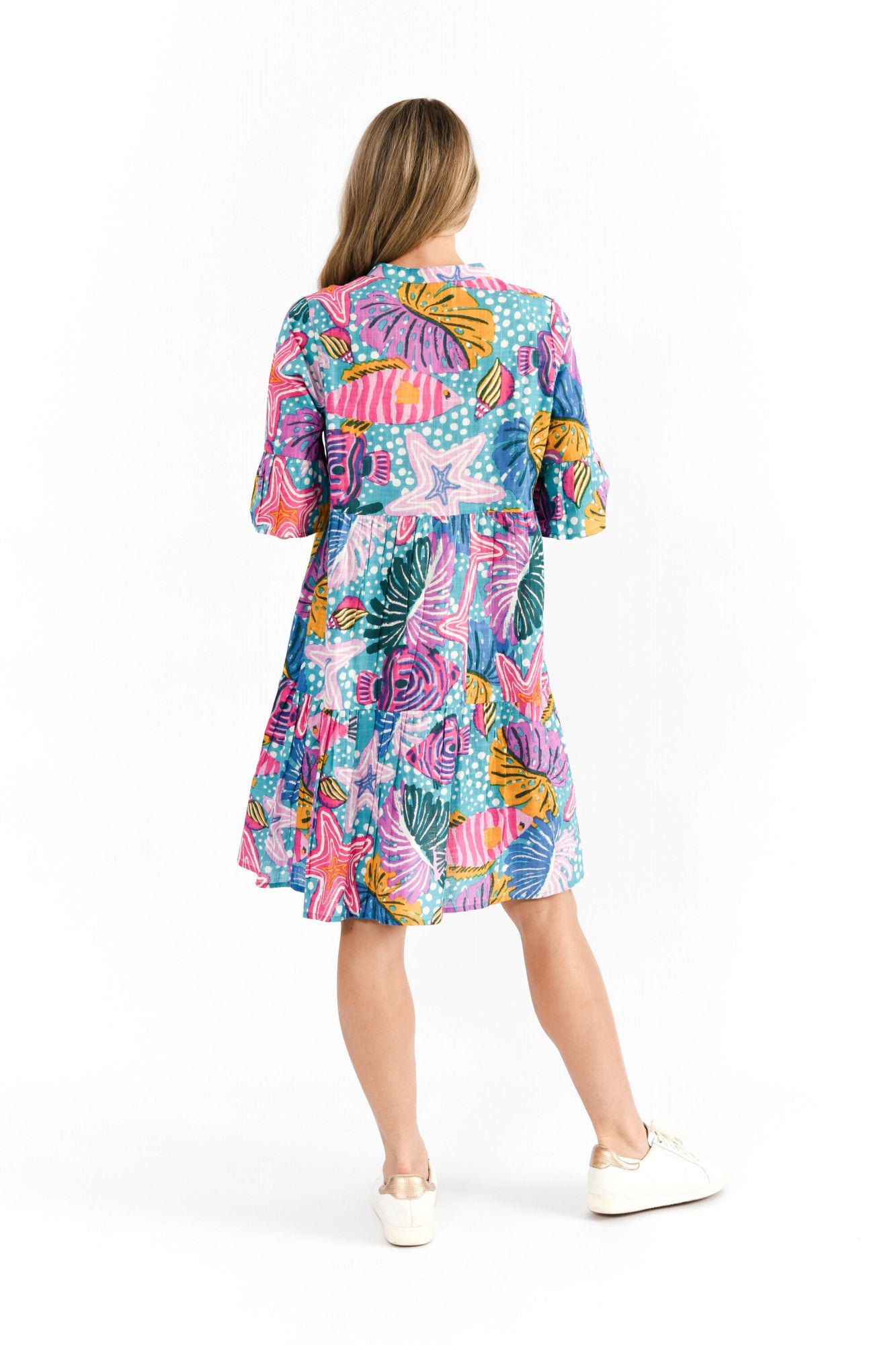 Maya Button V Neck Layer Dress Starfish 2
