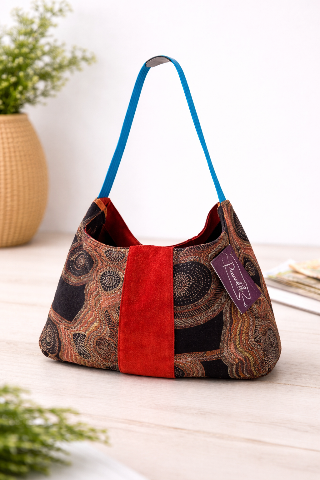 Earthy Patchwork Upcycled Shoulder Bag - First Nations
