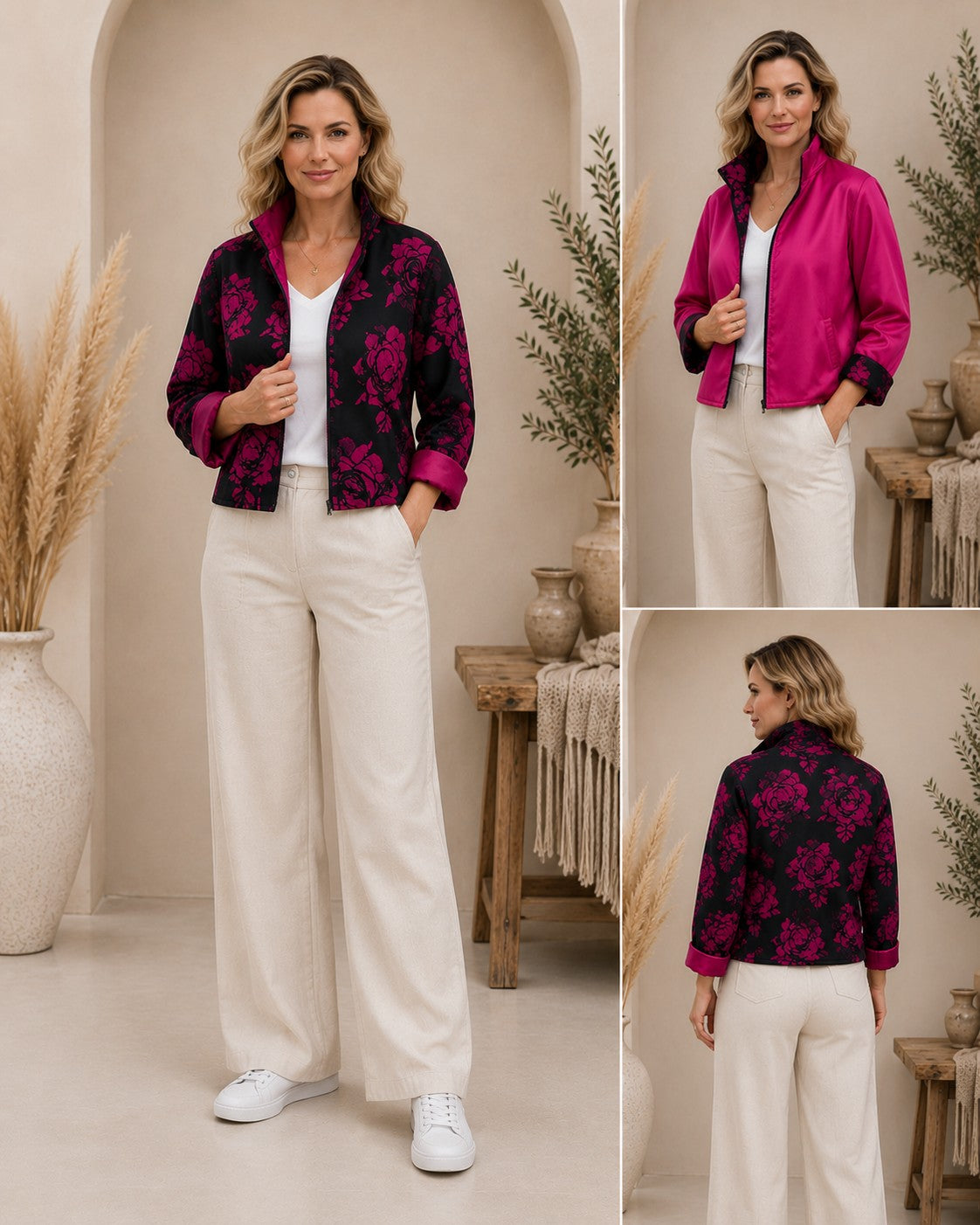 Handmade Reversible Cotton Rose Jacket SIZE 16 – One of a Kind Boutique Statement Jacket