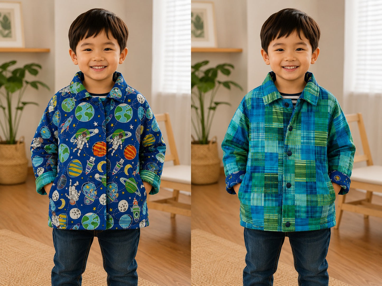 4yrs Space | Handmade Reversible Kids Cotton Jackets | One of a Kind Jackets | Locally Made Australia
