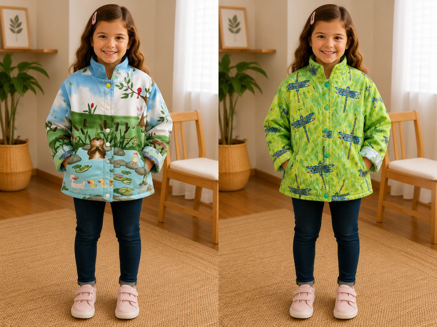 6yrs Otters | Handmade Reversible Kids Cotton Jackets | One of a Kind Jackets | Locally Made Australia