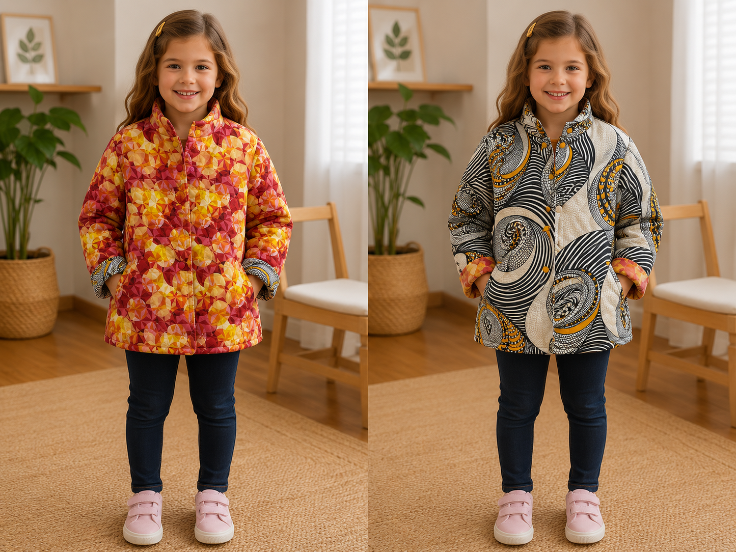 6yrs Swirls | Handmade Reversible Kids Cotton Jackets | One of a Kind Jackets | Locally Made Australia