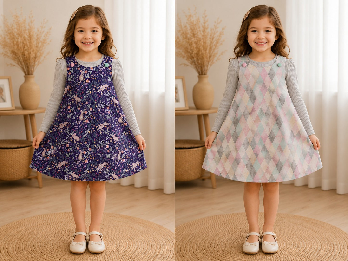 6-8m Handmade Reversible Kids Dresses | 100% Cotton | One of a Kind