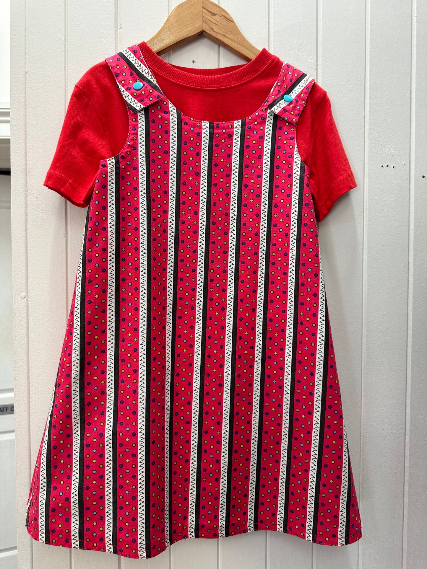 Multicolor Alien Garden/Red Dots Stripes Reversable Dress #338