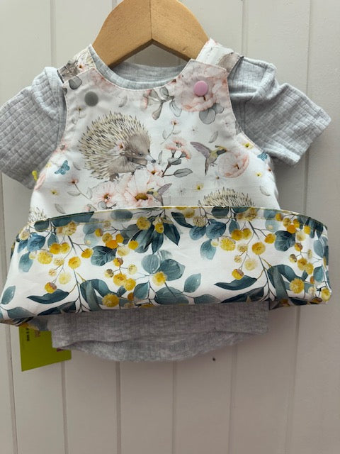 0-3m Echidna/Floral REVERSABLE Dress