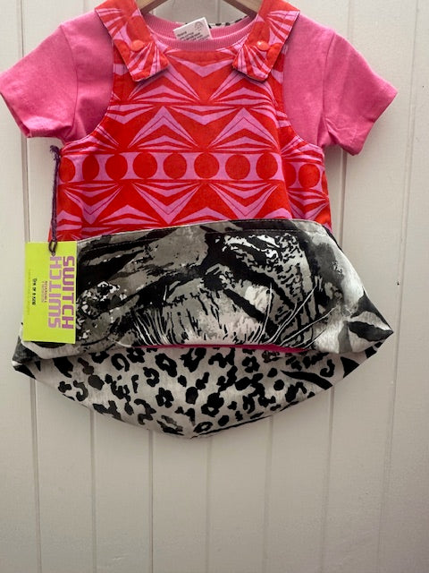 1yr Ruby Red/Black White Lion REVERSABLE Dress