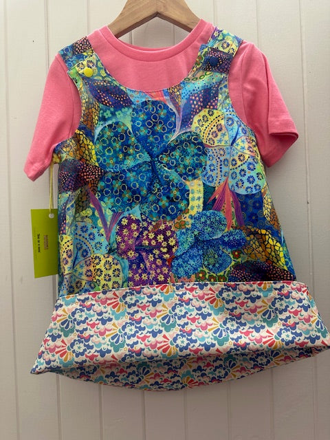 3yr Abstract Blues/Multi col REVERSABLE Dress