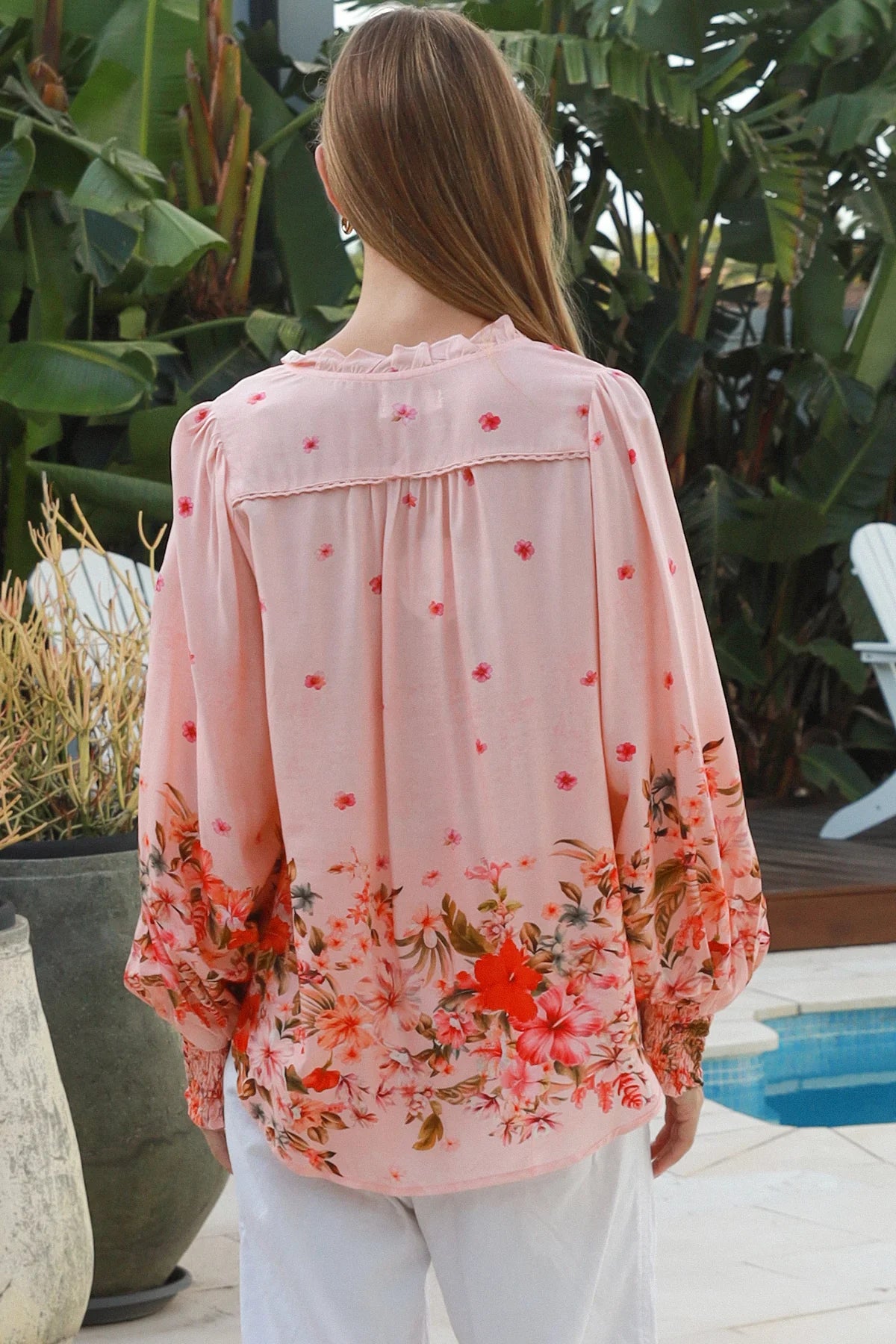 Pink Floral Blouse Exclusive Print - Womens Blouse