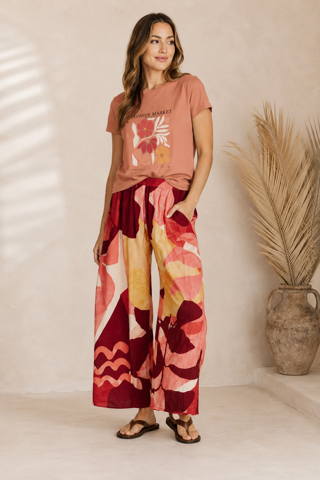 Leah Berry Abstract Cotton Wide Leg Pants | Florence Bohemia