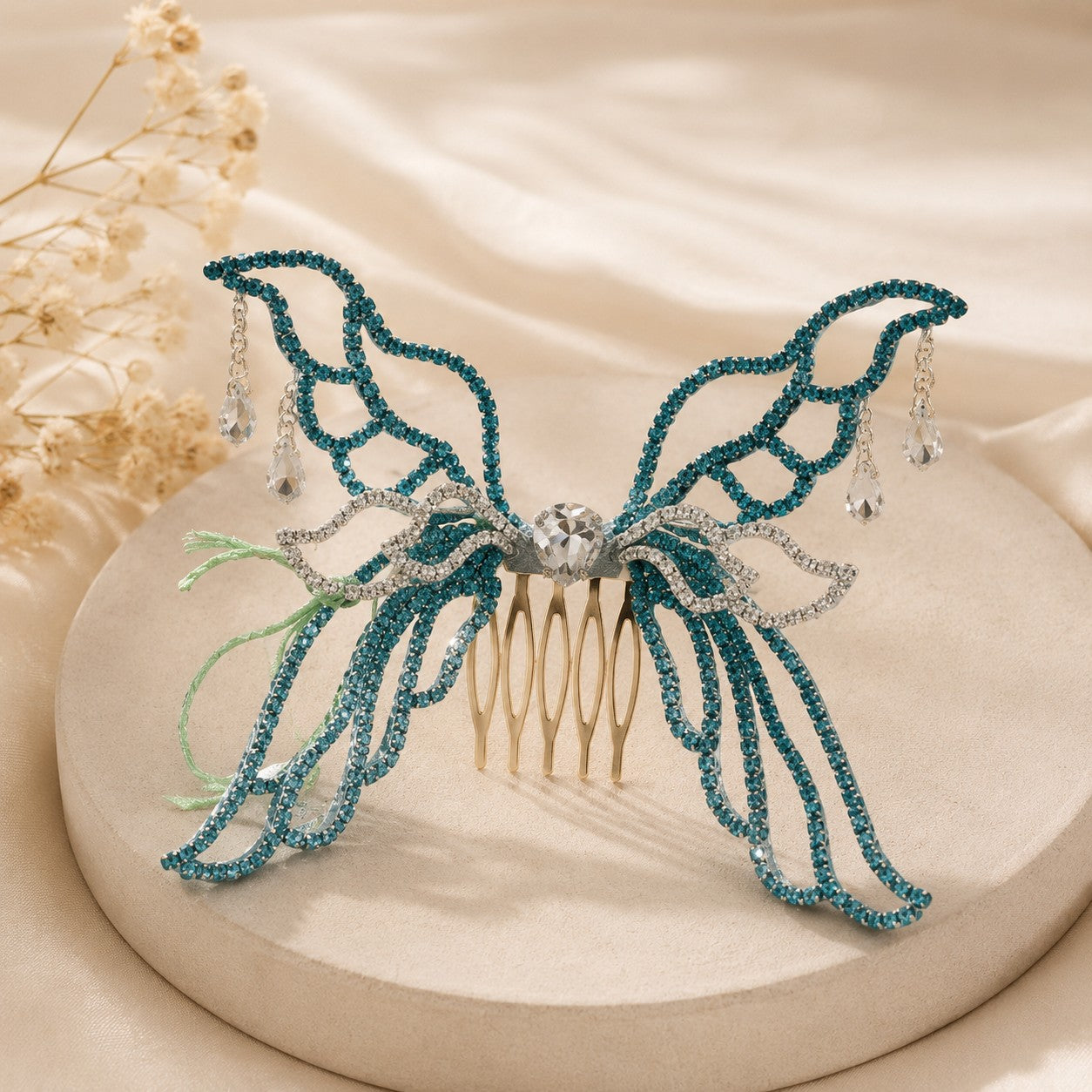 Handmade Butterfly Crystal Headpiece | Custom Fairy Festival Hair Comb-Small