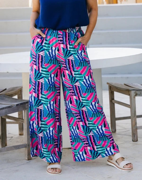 Luna Kaleido Print Wide Leg Pants | Women's Pull-On Summer Pants