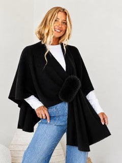 Monroe Luxe Faux Fur Trim Serape