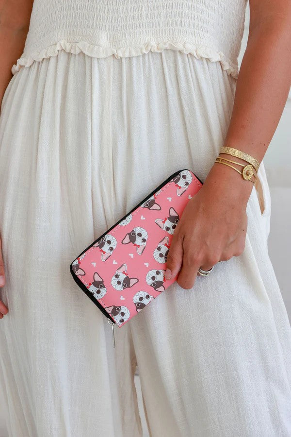 Puppy Love Zip Around Wallet – Pink