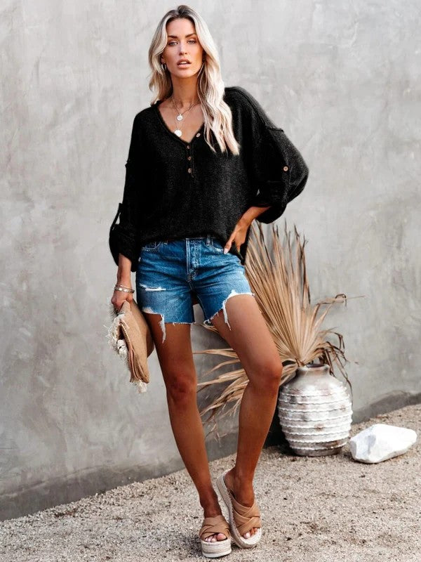 Sienna Oversized Knit Sweater – Black