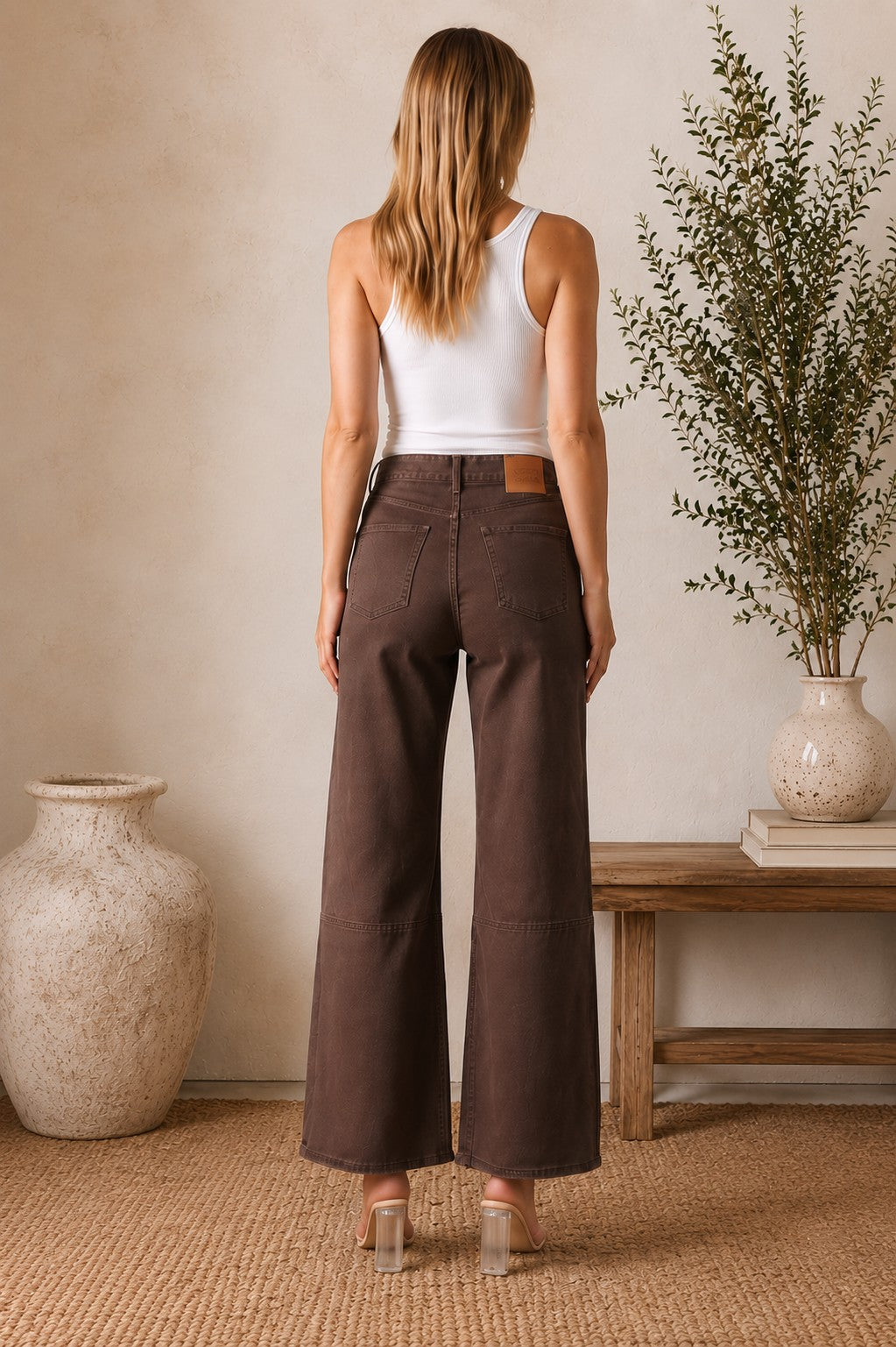 Wakee Chocolate Wide Leg Jeans