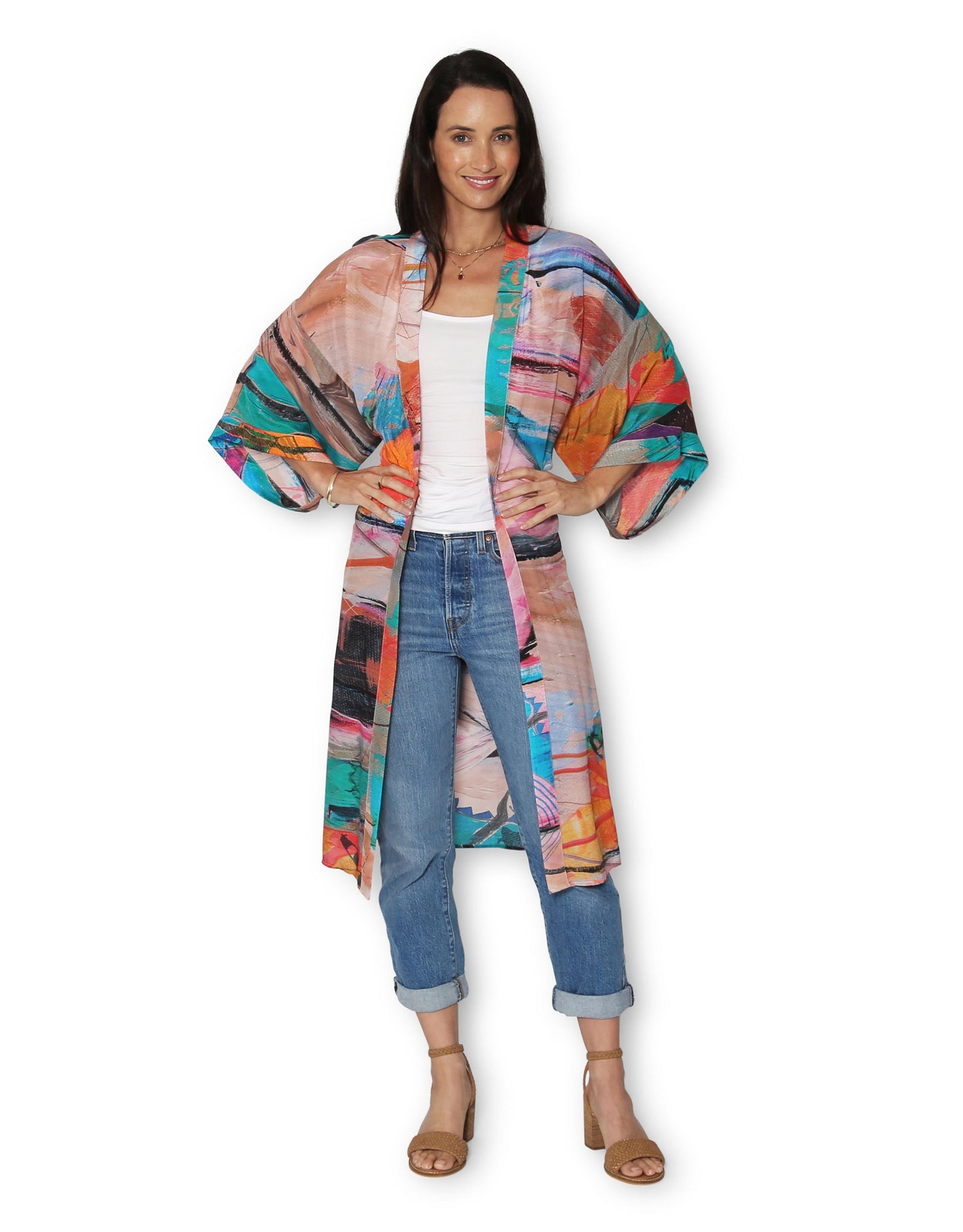 Expressionism Long Kimono Silk