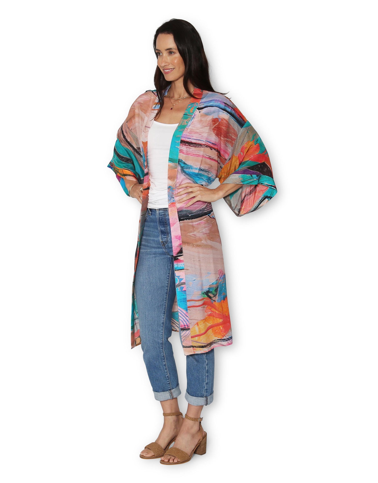 Expressionism Long Kimono Silk