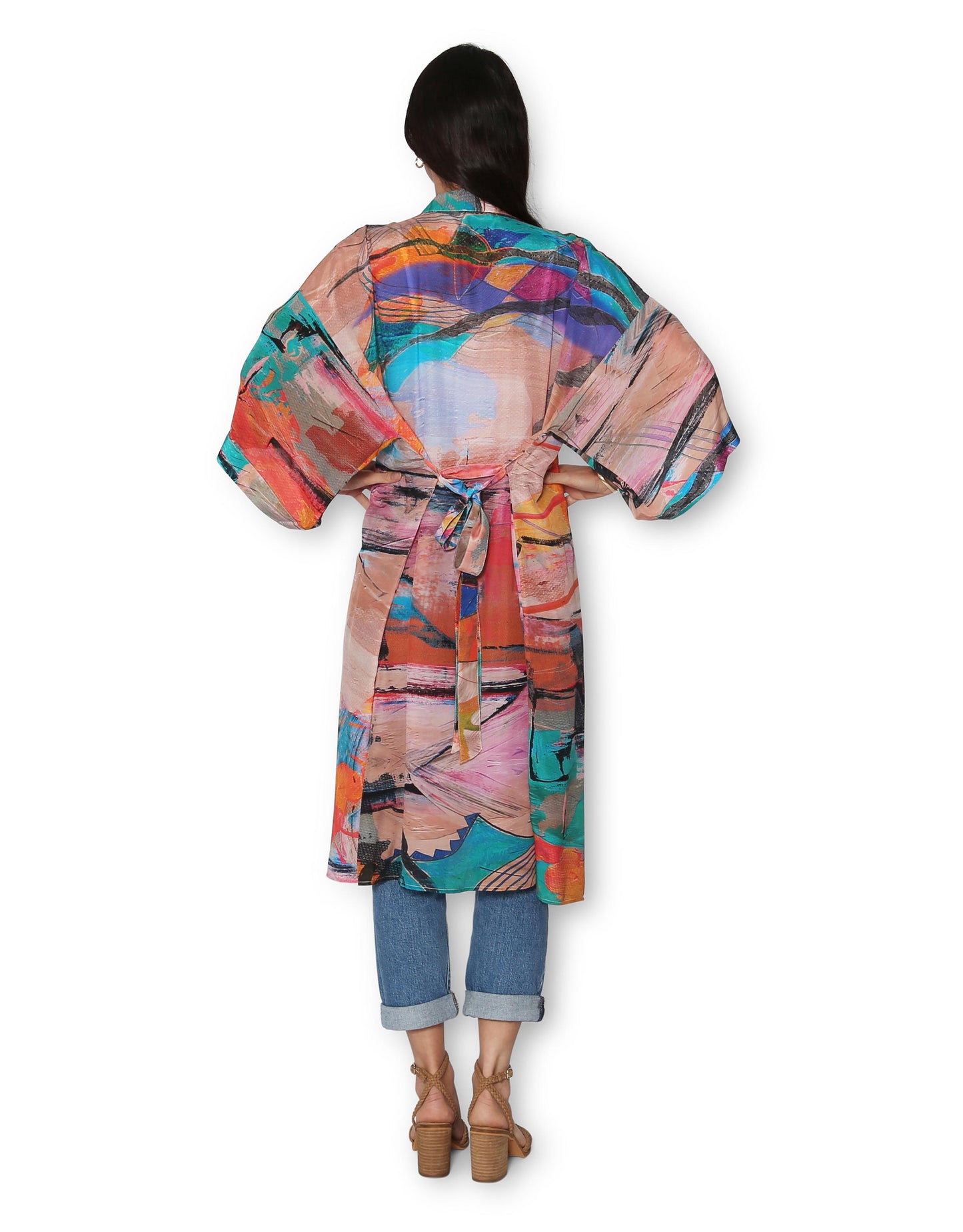 Expressionism Long Kimono Silk