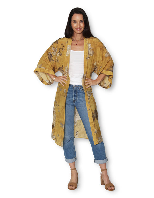 Orientel foulard Silk Long Kimono