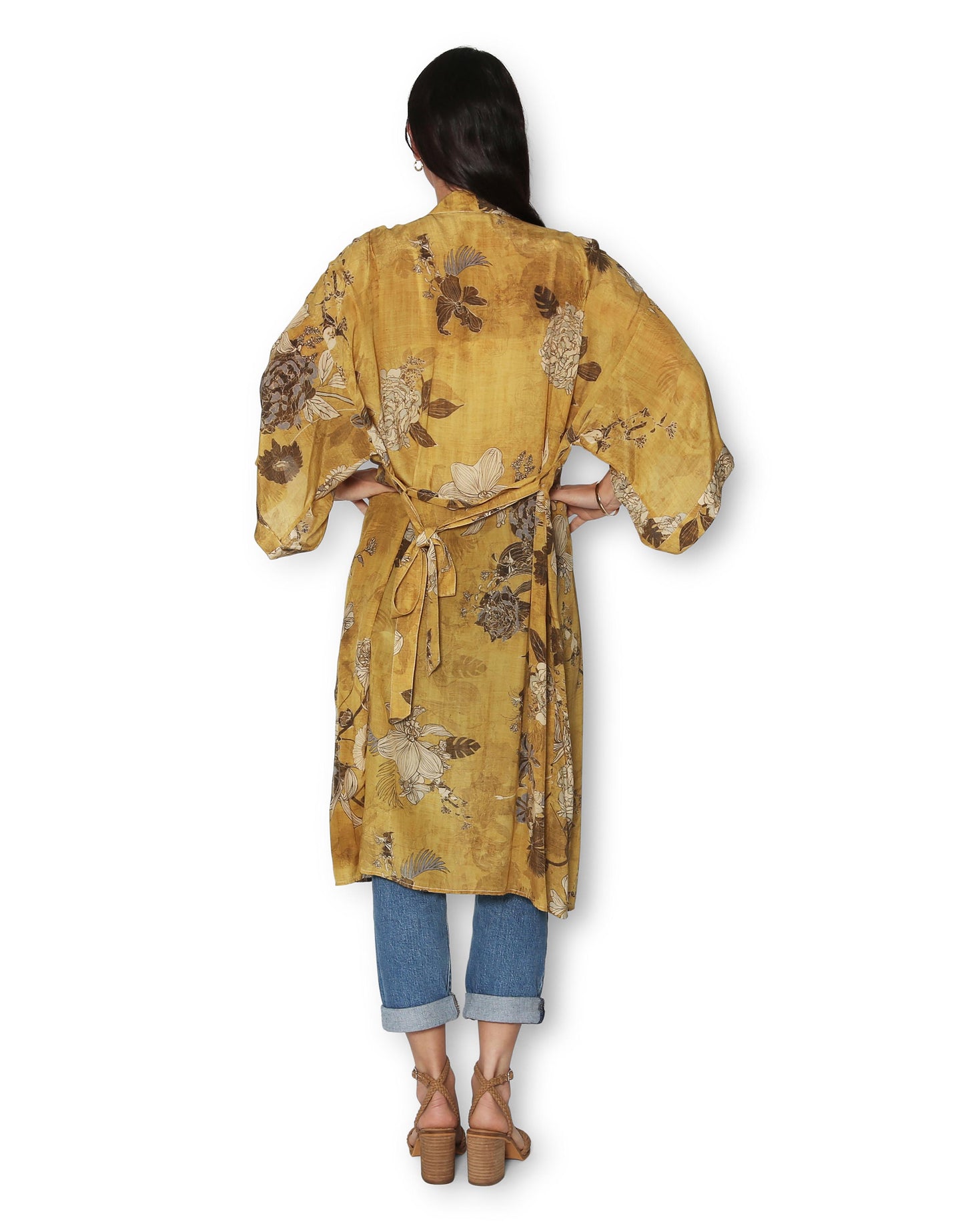 Orientel foulard Silk Long Kimono