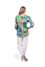 Load image into Gallery viewer, Tina V neck Pleated Top 3/4 Sleeve Fruit Cocktail