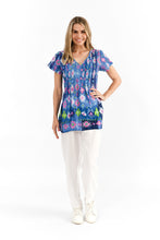 Load image into Gallery viewer, Kayla Cotton Blouse Short Sleeve Persian Border 3
