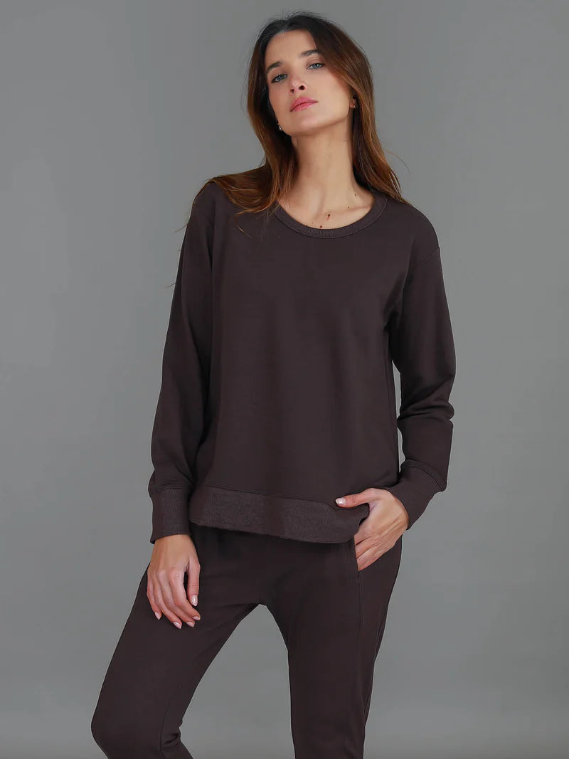 Charlette Curve Hem Sweatshirt | Women’s Oversized French Terry Cotton Jumper