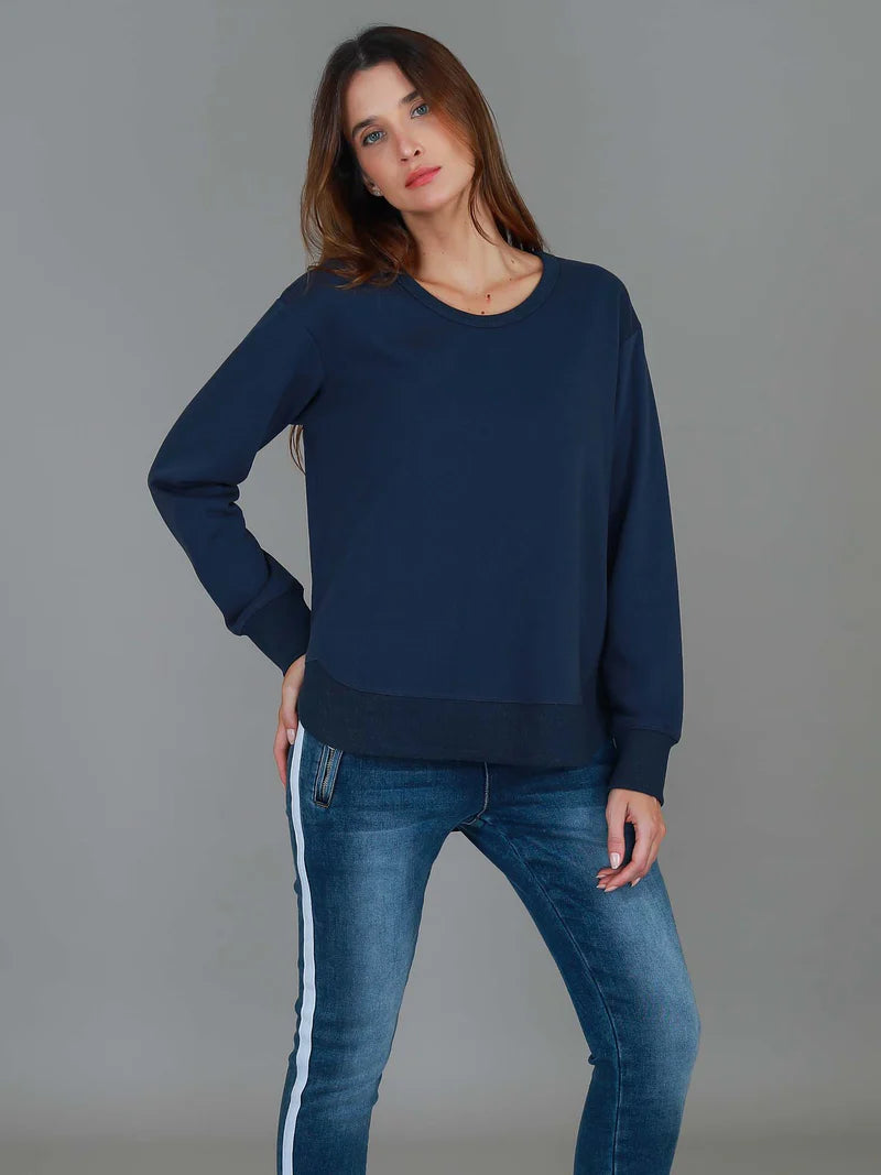 Charlette Curve Hem Sweatshirt | Women’s Oversized French Terry Cotton Jumper