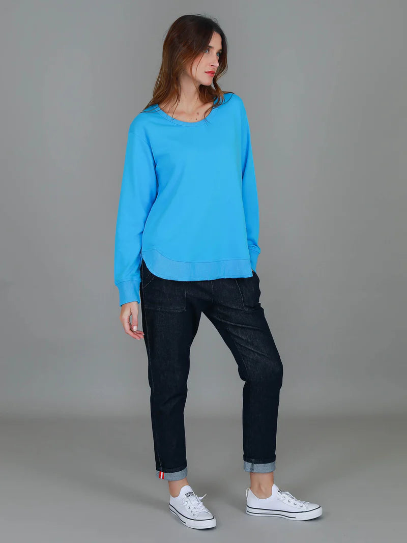 Charlette Curve Hem Sweatshirt | Women’s Oversized French Terry Cotton Jumper