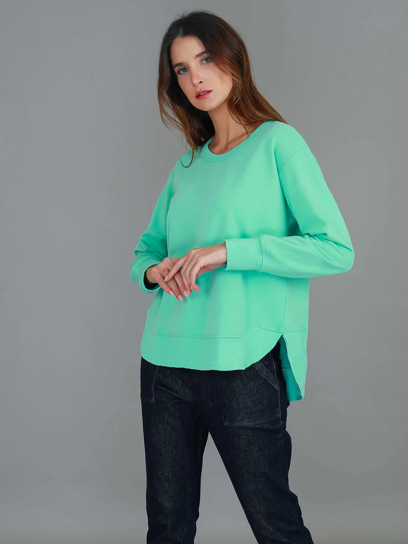 Charlette Curve Hem Sweatshirt | Women’s Oversized French Terry Cotton Jumper