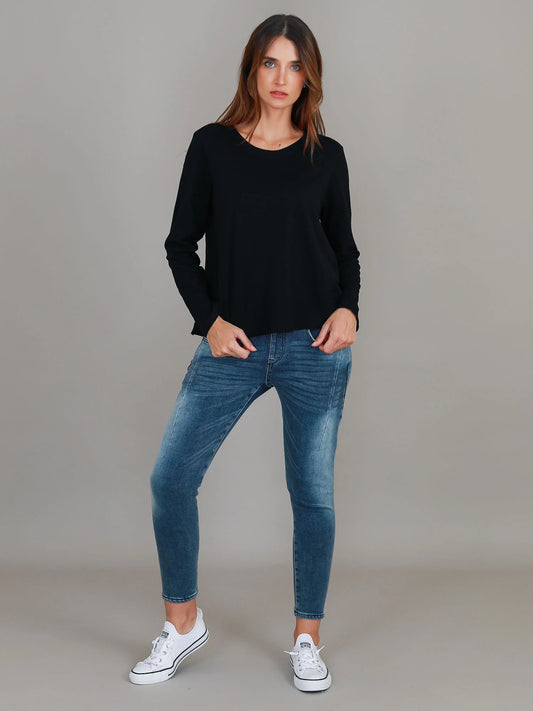 Sonya Long Sleeve Cotton T-Shirt | Women's Relaxed Fit Cotton Tee