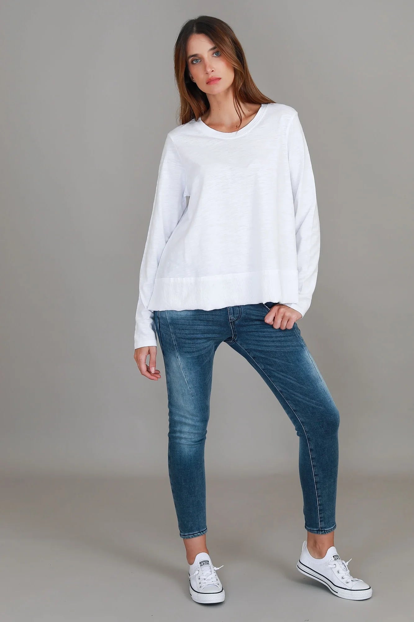 Sonya Long Sleeve Cotton T-Shirt | Women's Relaxed Fit Cotton Tee