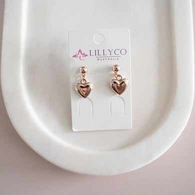 Rose Gold Heart Drop Earring