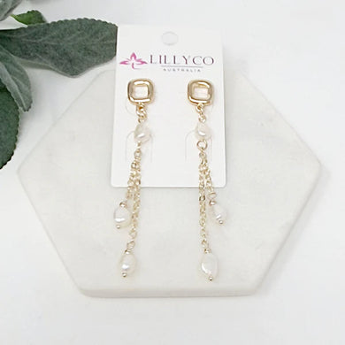 Gold Dangle Pearl Earring