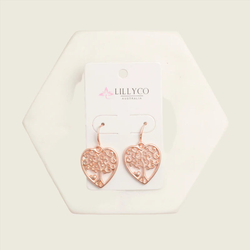 TREE  Rose Heart Tree Earring