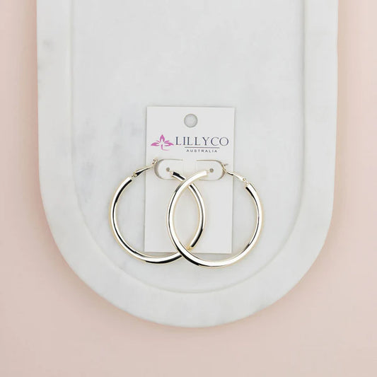 Light Gold Flat Hoops Earrings