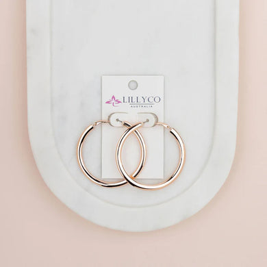 Rose Gold Flat Hoops Earrings