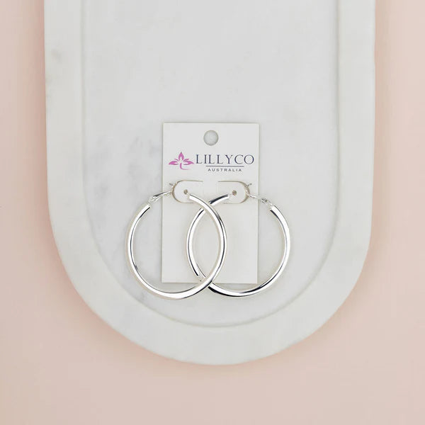 Silver Flat Hoops Earrings
