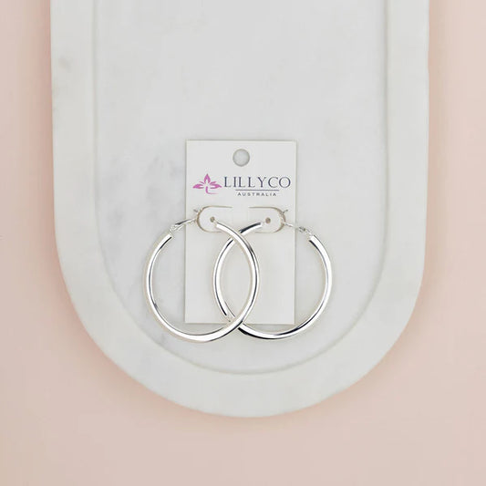 Silver Flat Hoops Earrings