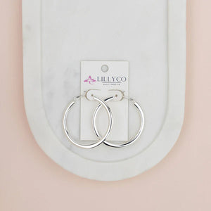 Silver Flat Hoops Earrings