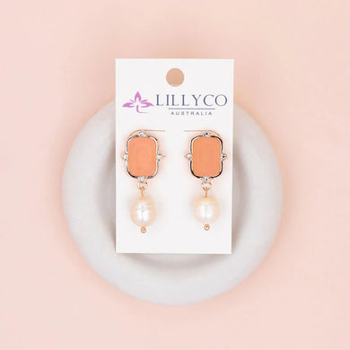 Pink Crystal & Pearl Earring