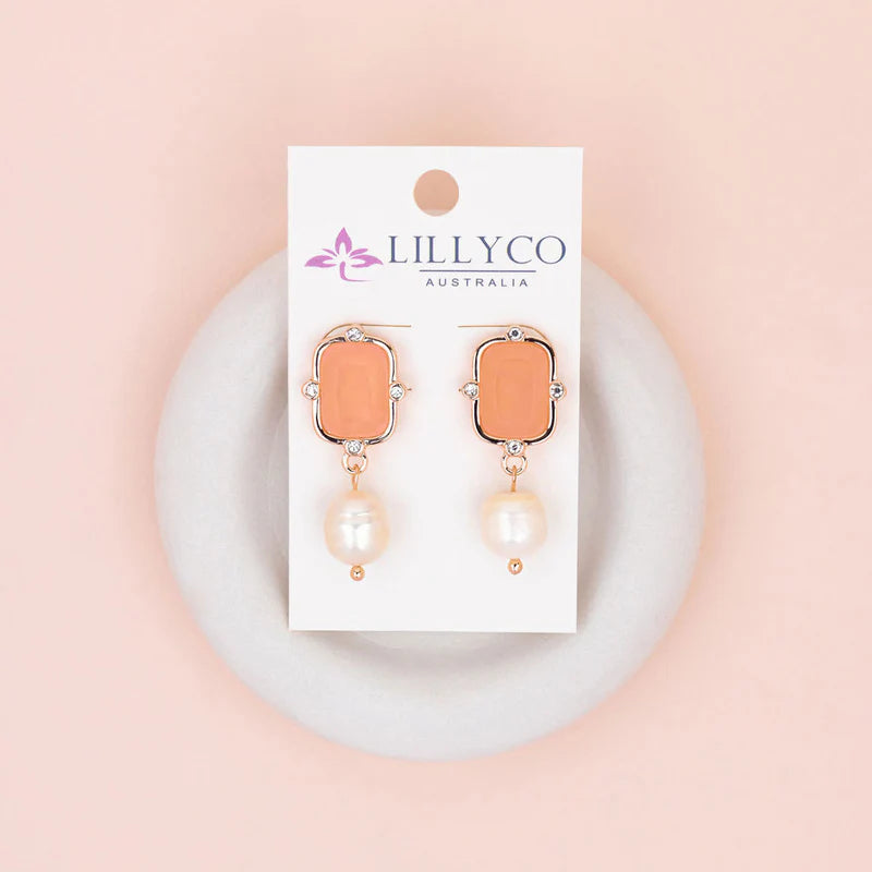 Pink Crystal & Pearl Earring