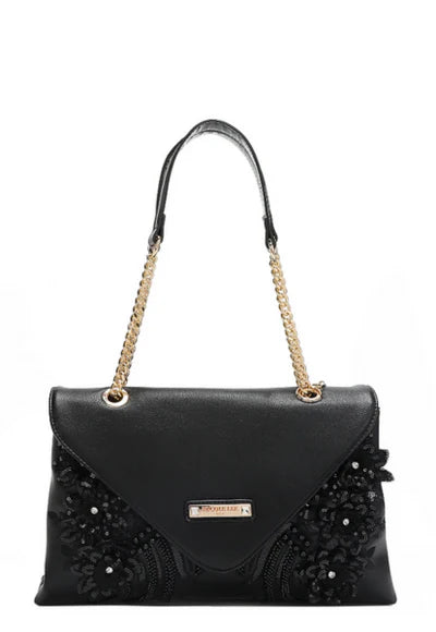FLOWER SEQUIN FLAP BAG
