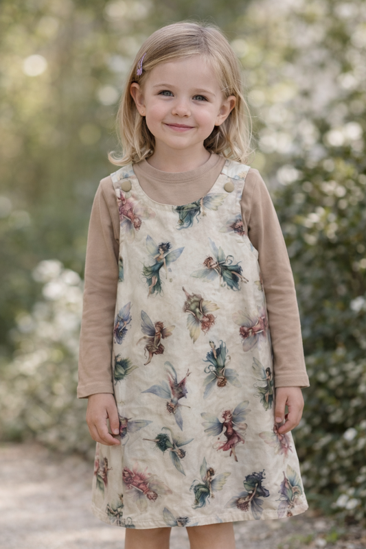 4yr Faries/brighr floral - Handmade Reversible Girls Dress