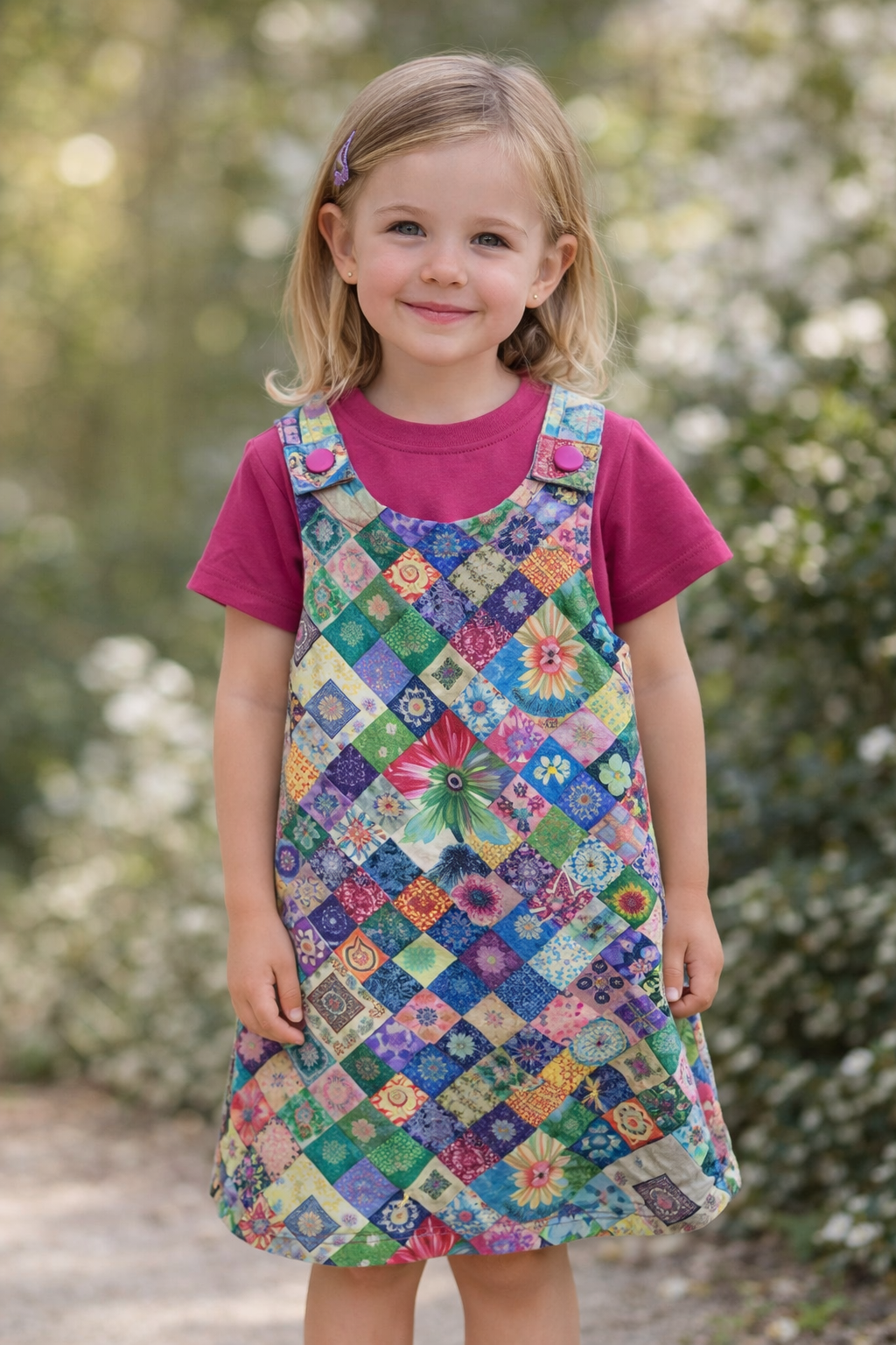 4yr Dogs/Diamonds - Handmade Reversible Girls Dress – One of a Kind Boutique Piece