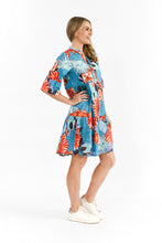 Load image into Gallery viewer, Maya Button V Neck Layer Dress Citrus Aquatic