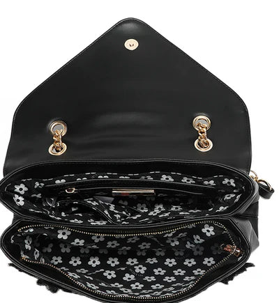 FLOWER SEQUIN FLAP BAG