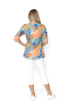 Load image into Gallery viewer, Tina V neck Pleated Top 3/4 Sleeve Pop 3