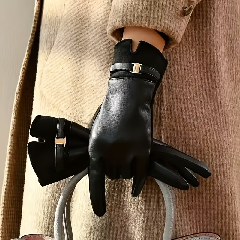 Faux Leather Gloves - Winter