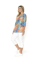 Load image into Gallery viewer, Tina V neck Pleated Top 3/4 Sleeve Pop 3